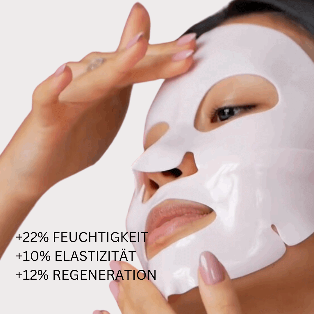 Kollagen Gesichtsmaske, asiatische Frau mit Gesichtsmake, Bio Collagen facemask , Biodance Hydration Feuchtigkeit über Nacht