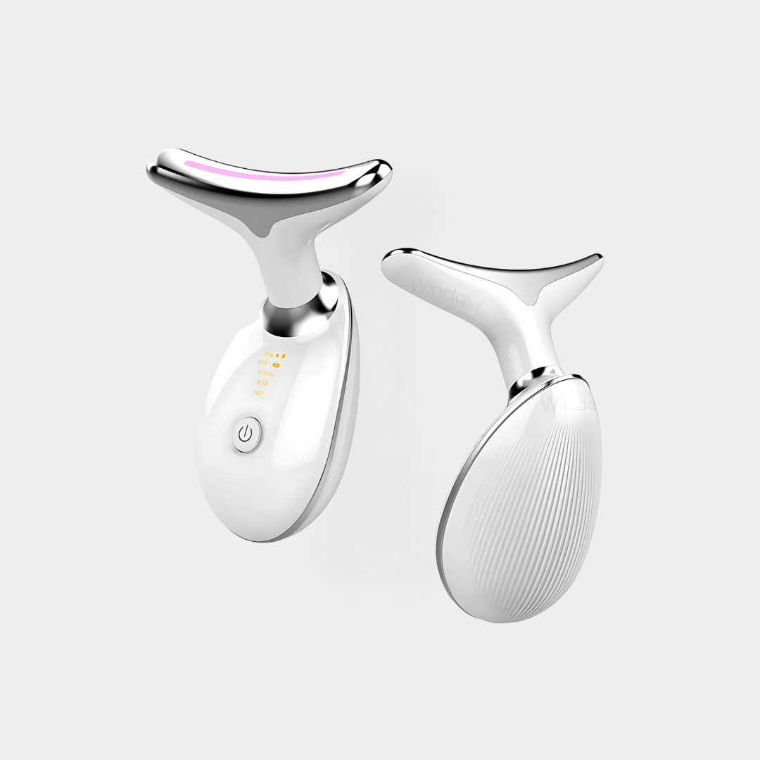 EMS Face Lifting Gerät zur Hautstraffung und LED Lichttherapie für Anti-Aging und Hautpflege, weißes Design.
