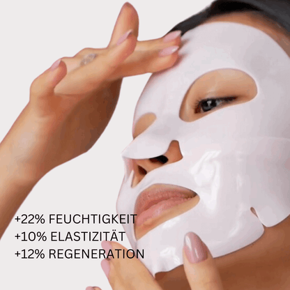 Kollagen Gesichtsmaske, asiatische Frau mit Gesichtsmake, Bio Collagen facemask , Biodance Hydration Feuchtigkeit über Nacht